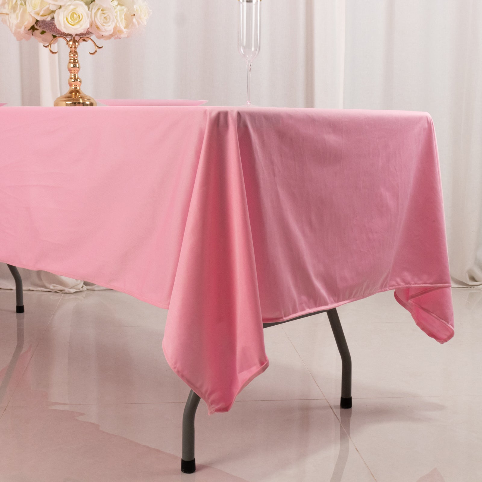 Scuba Rectangular 60"x102" Tablecloth Pink - Wrinkle Free & Stain Resistant Table Cover