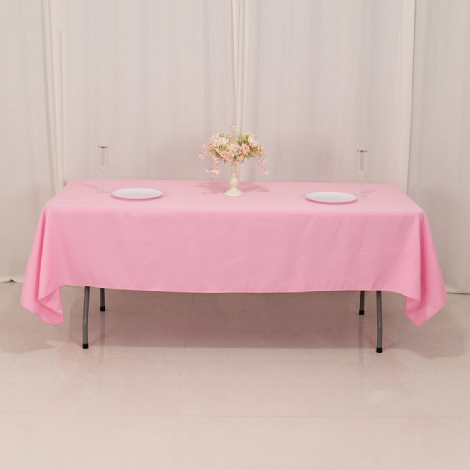 Premium Polyester 60"x102" Rectangle Tablecloth Pink - Durable 220GSM Wrinkle-Resistant Table Cover