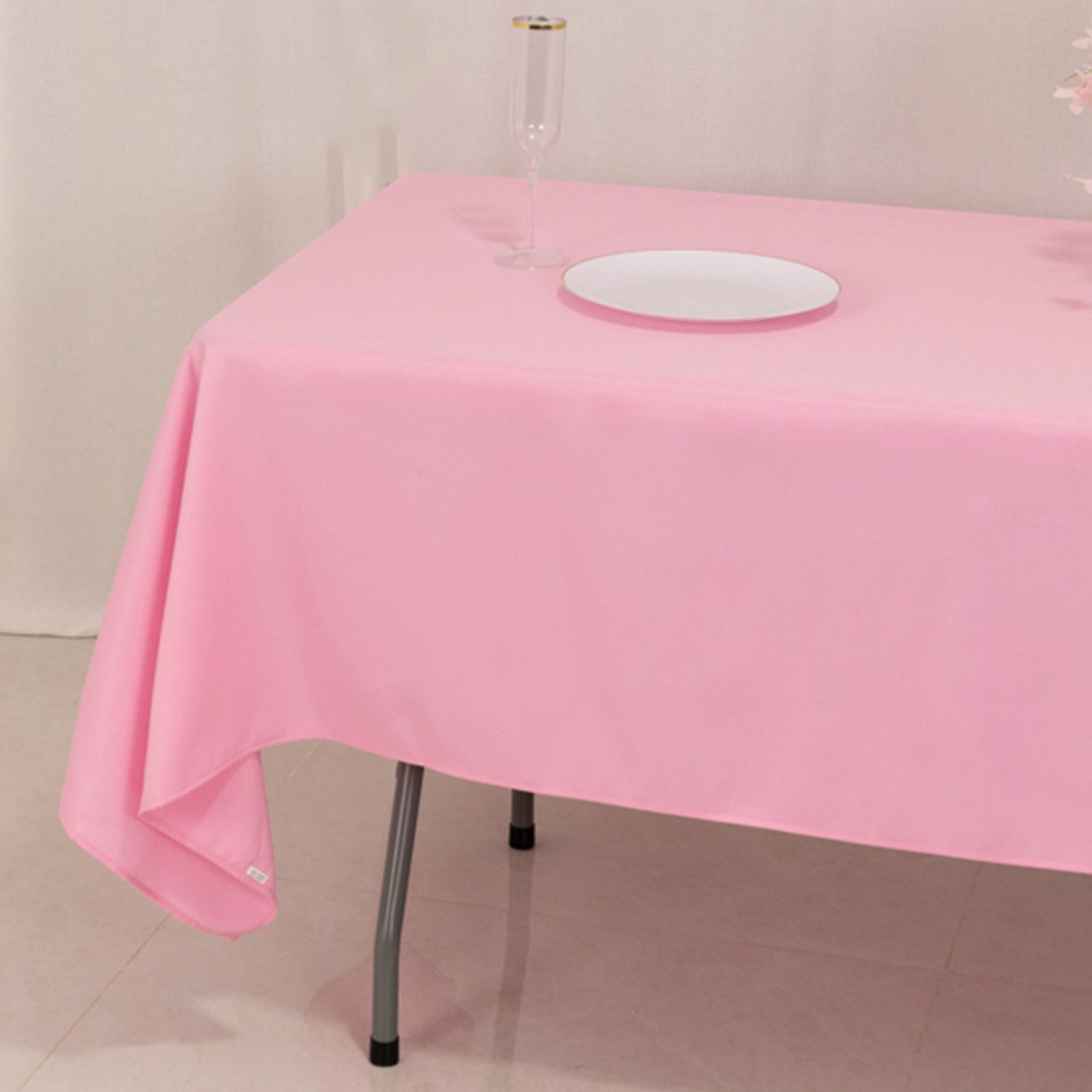 Premium Polyester 60"x102" Rectangle Tablecloth Pink - Durable 220GSM Wrinkle-Resistant Table Cover