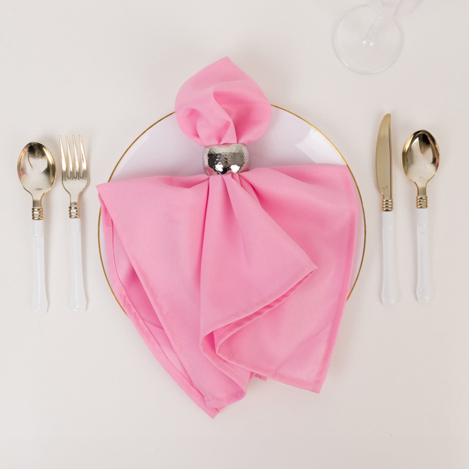 5 Pack Premium Polyester 20"x20" Napkins Pink - Wrinkle-Resistant & Durable Dinner Napkins