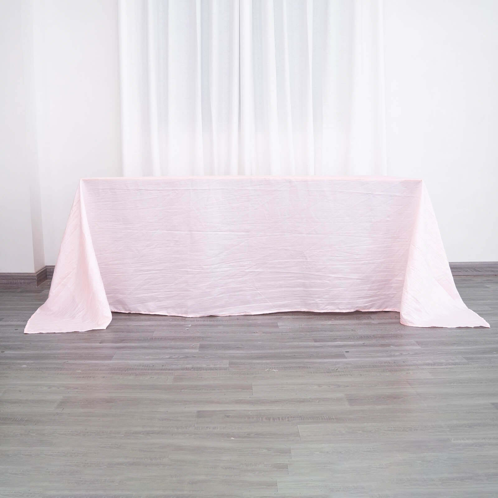 Taffeta 90"x132" Rectangle Tablecloth Blush - Seamless Accordion Crinkle Table Cover