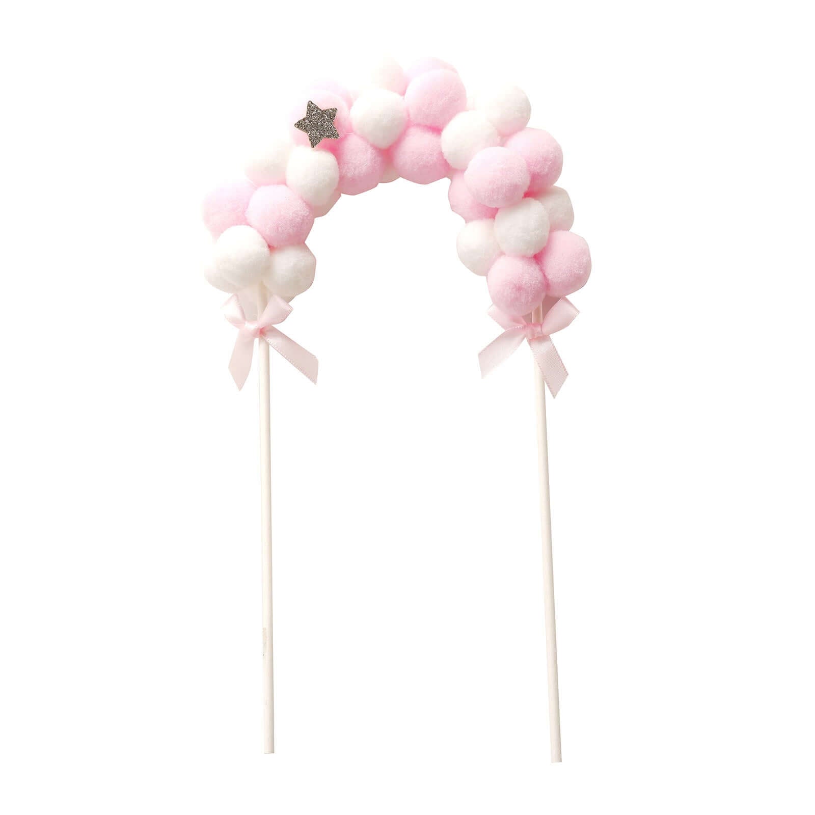 Cotton Ball Arch Cake Topper Pink/White - Charming Mini Cake Decoration Supplies for Nautical Sky & Baby-Themed Events 6"x11"