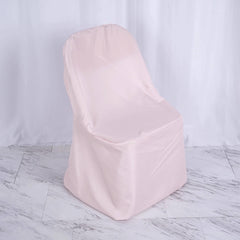 10 Pack Polyester Chair Covers for Folding Chairs Blush - Wrinkle-Free Stain-Resistant Slip-On Slipcovers