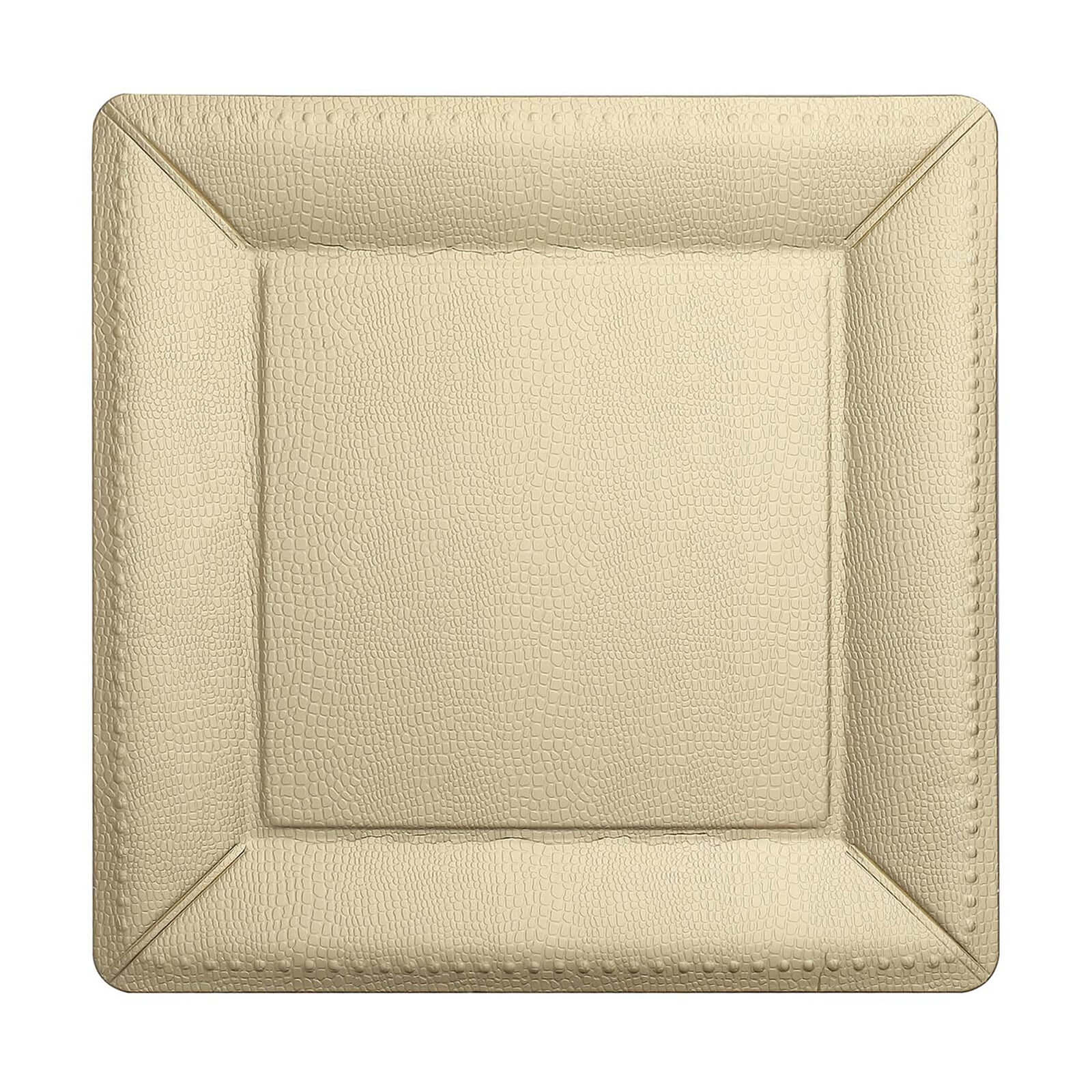 10-Pack Disposable Square Charger Plates in Champagne with Leather Like Texture - 1100GSM Durable Paper Chargers 13"