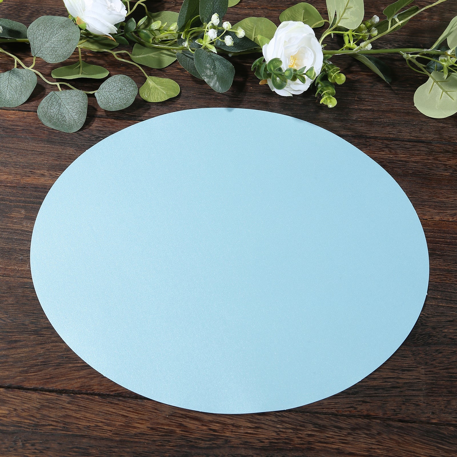 50 Pack 13" Round Disposable Paper Placemats – Dusty Blue Cardboard Dining Table Mats, 120 GSM