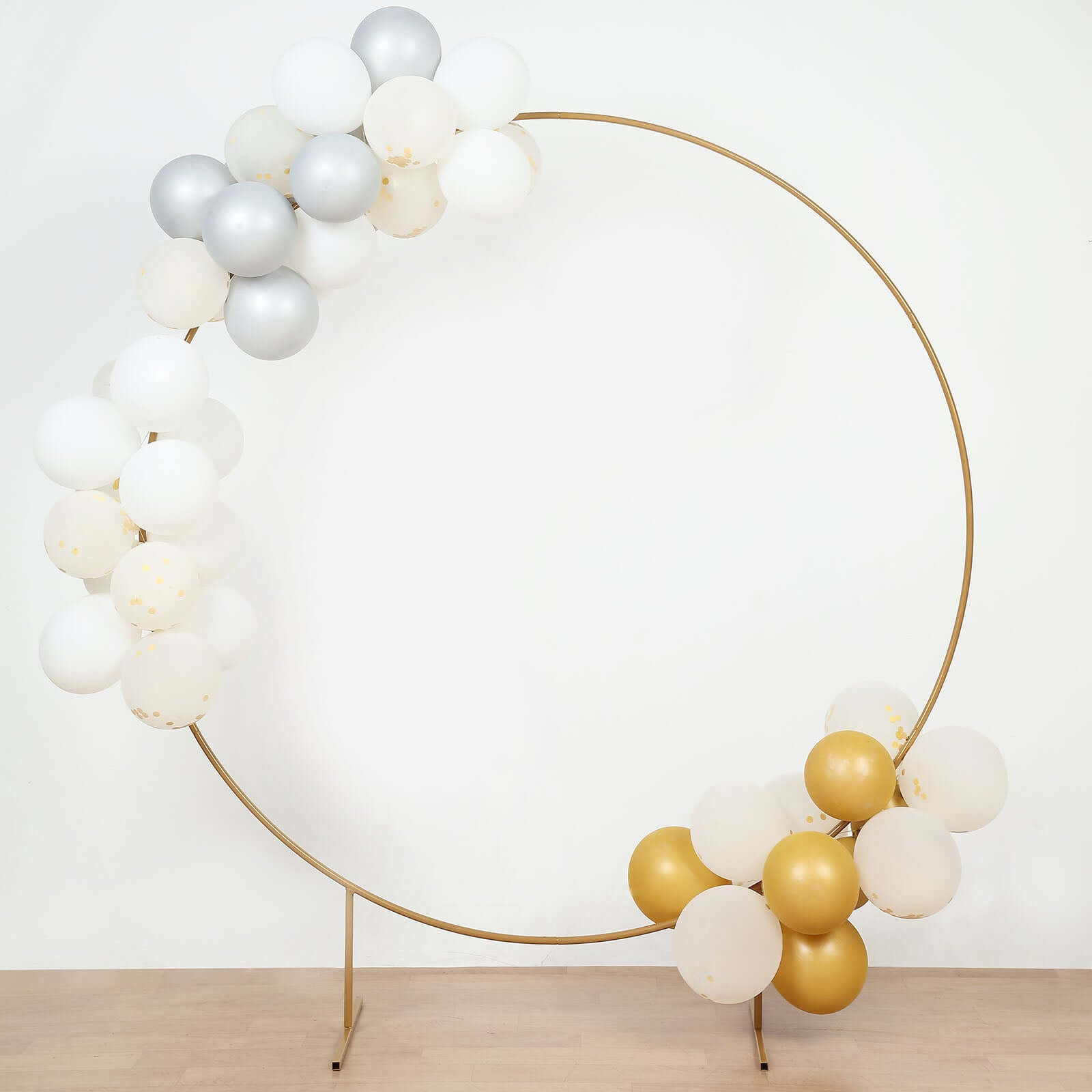 6.5ft Gold Metal Circle Wedding Arch Stand, Floral Balloon Garland Hoop, Round Backdrop Frame