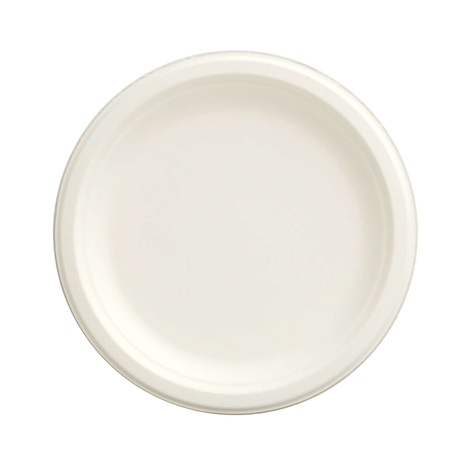 50-Pack Bagasse 9" Round Dinner Plates in White Biodegradable - Biodegradable Disposable Sugarcane Party Plates for Outdoor Celebrations & Picnics