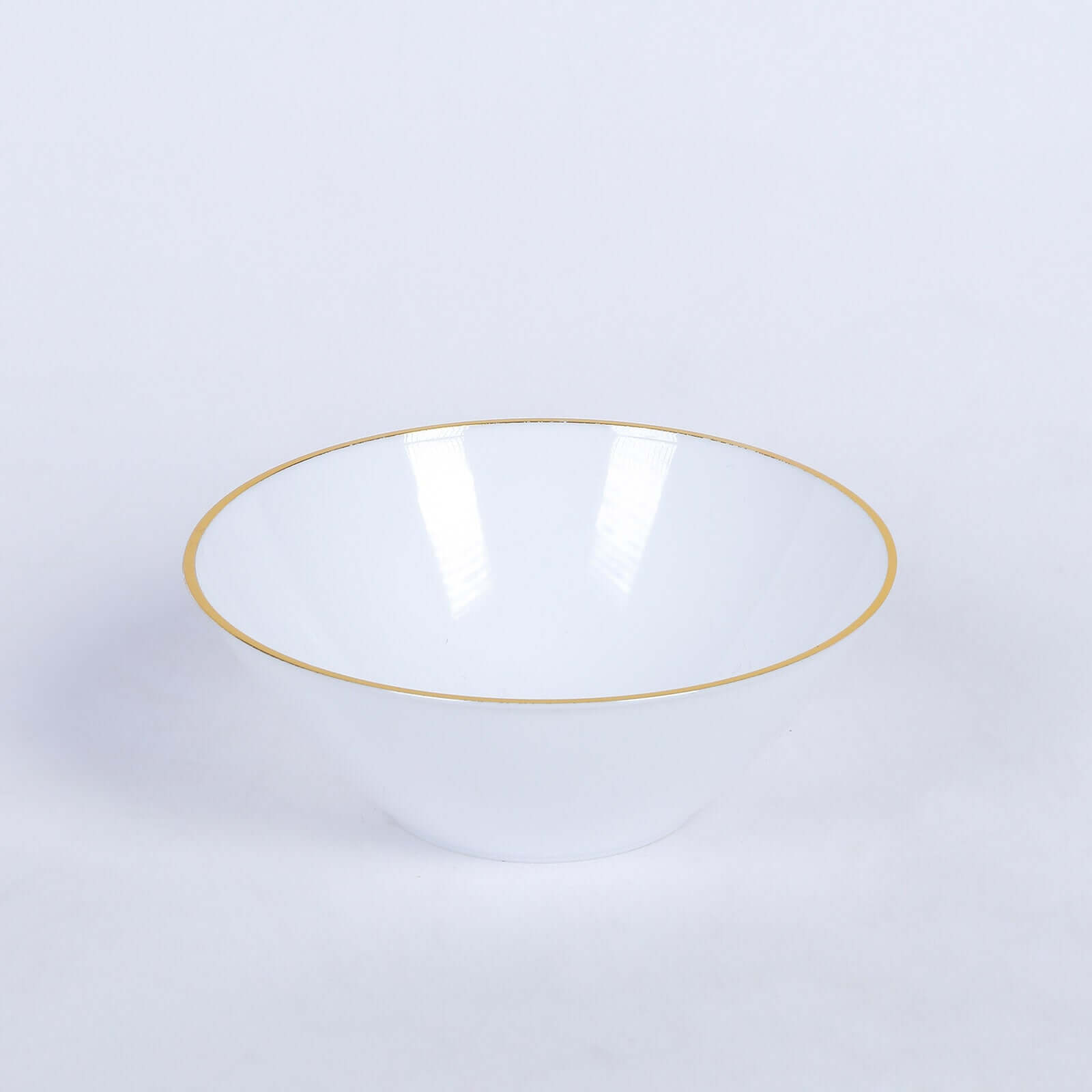 24-Pack Heavy Duty Plastic Ice Cream Bowls Glossy White Gold Rim Premium - Great for Events 7oz