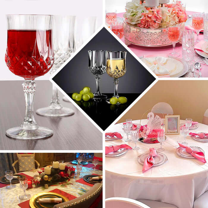 6-Pack Plastic Cocktail Goblets Dusty Rose Transparent Crystal Cut - Shatterproof Drinkware 8oz