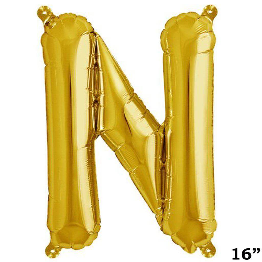 13" Gold Letter & Number Balloons, Shiny Metallic Mylar Foil Alphabet Balloons