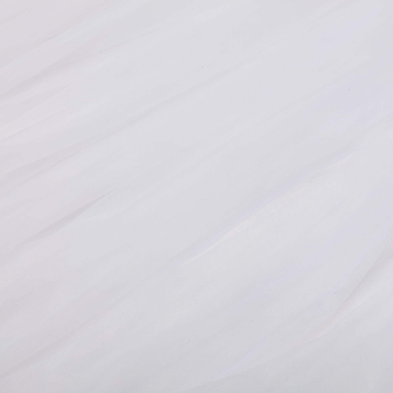 Extra Long Tulle 14ft Table Skirt White with Satin Edge - Table Cover for Baby Showers & Events