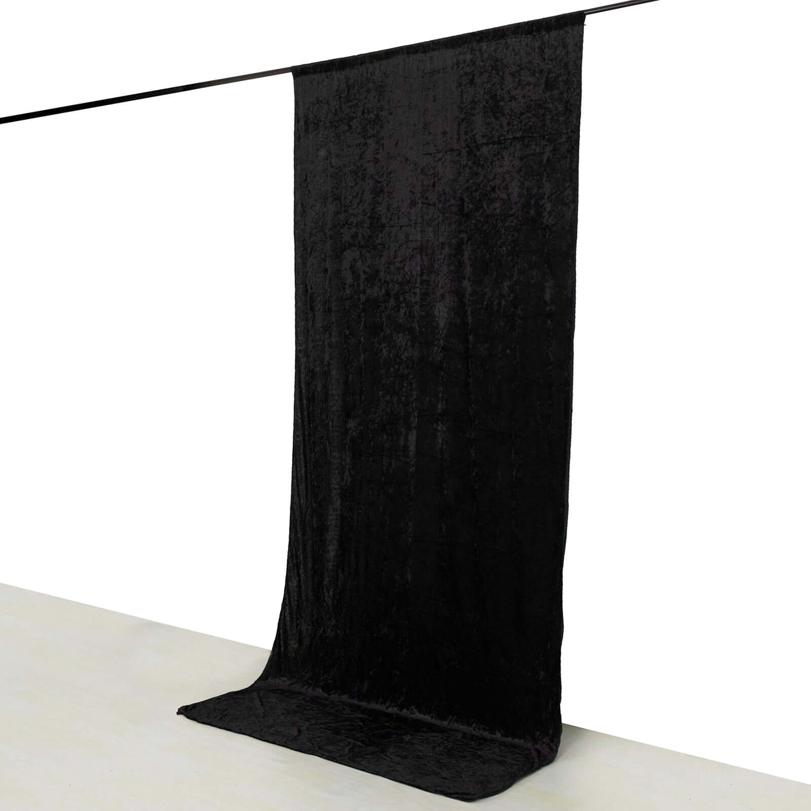 Black Crushed Velvet Backdrop Curtain – 5ft x 12ft Event Drape with Rod Pocket, Privacy Panel for Photo Booths & Events