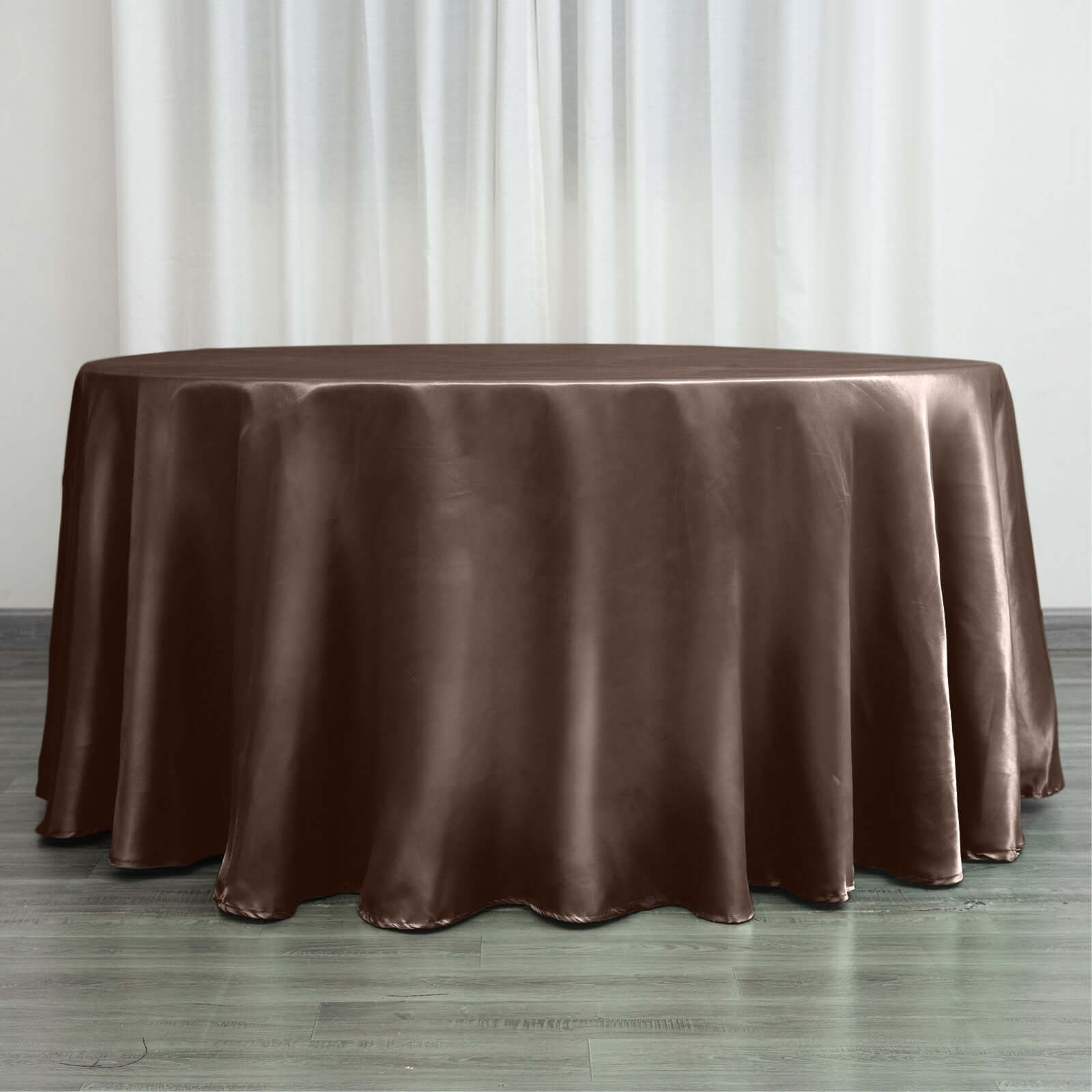 Satin 120" Round Tablecloth Chocolate - Stylish Seamless Table Cover