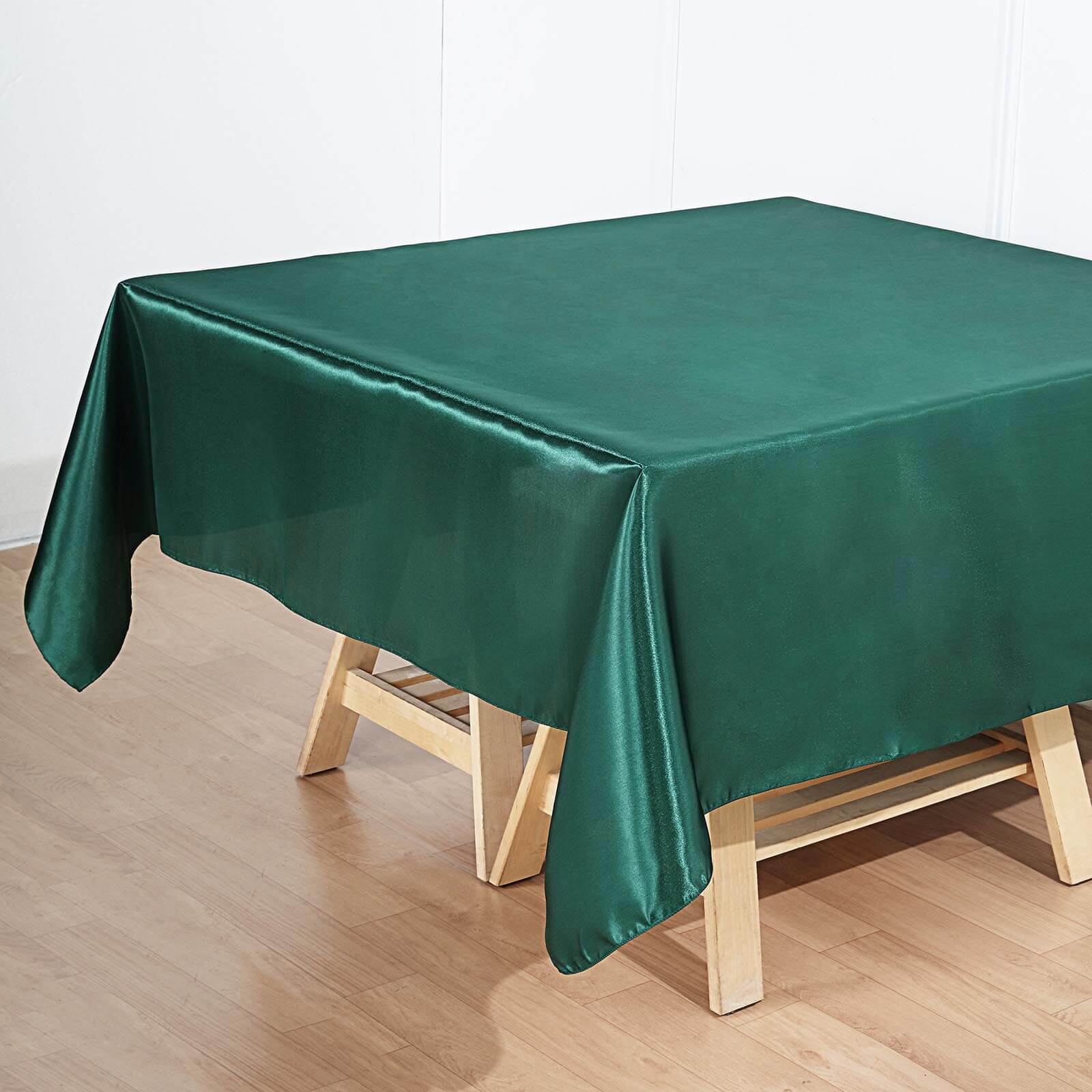 Satin 72"x72" Table Overlay Square Tablecloth Hunter Emerald Green - Smooth Finish Table Cover