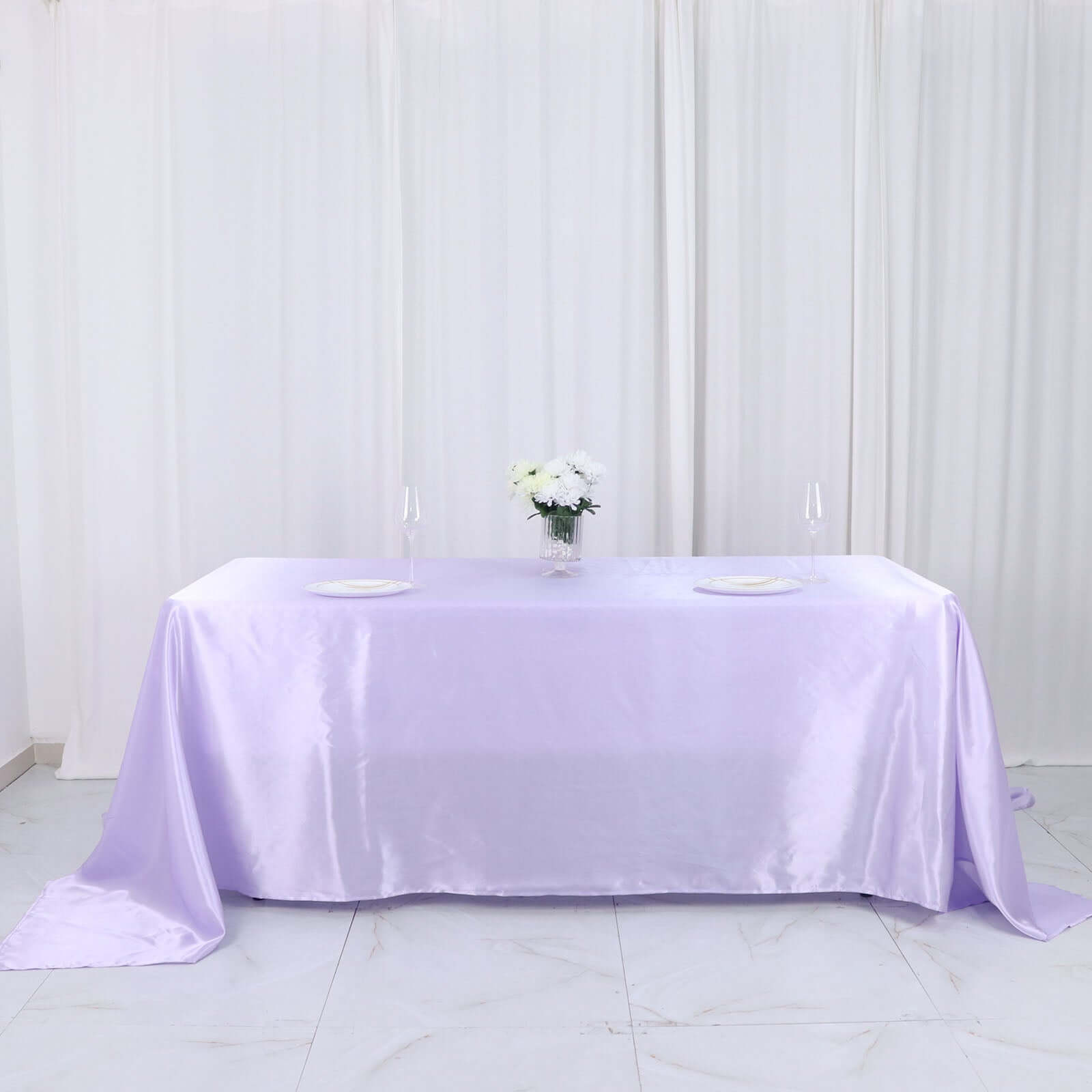 Satin Rectangular 90"x132" Tablecloth Lavender Lilac - Seamless Table Cover