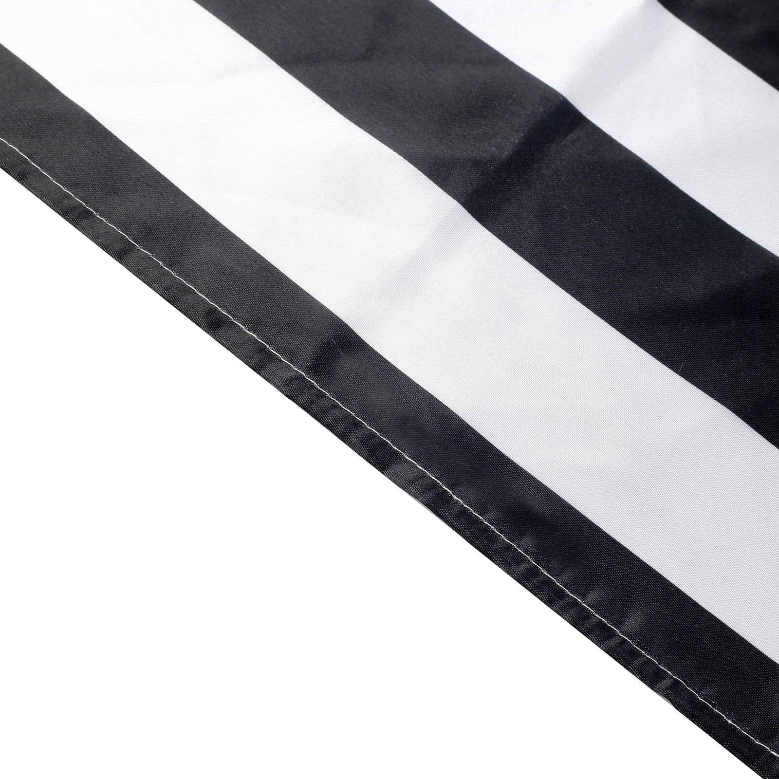5 Pack Satin 20"x20" Napkins Black/White - Striped Reusable Dinner Napkins for Formal & Casual Dining