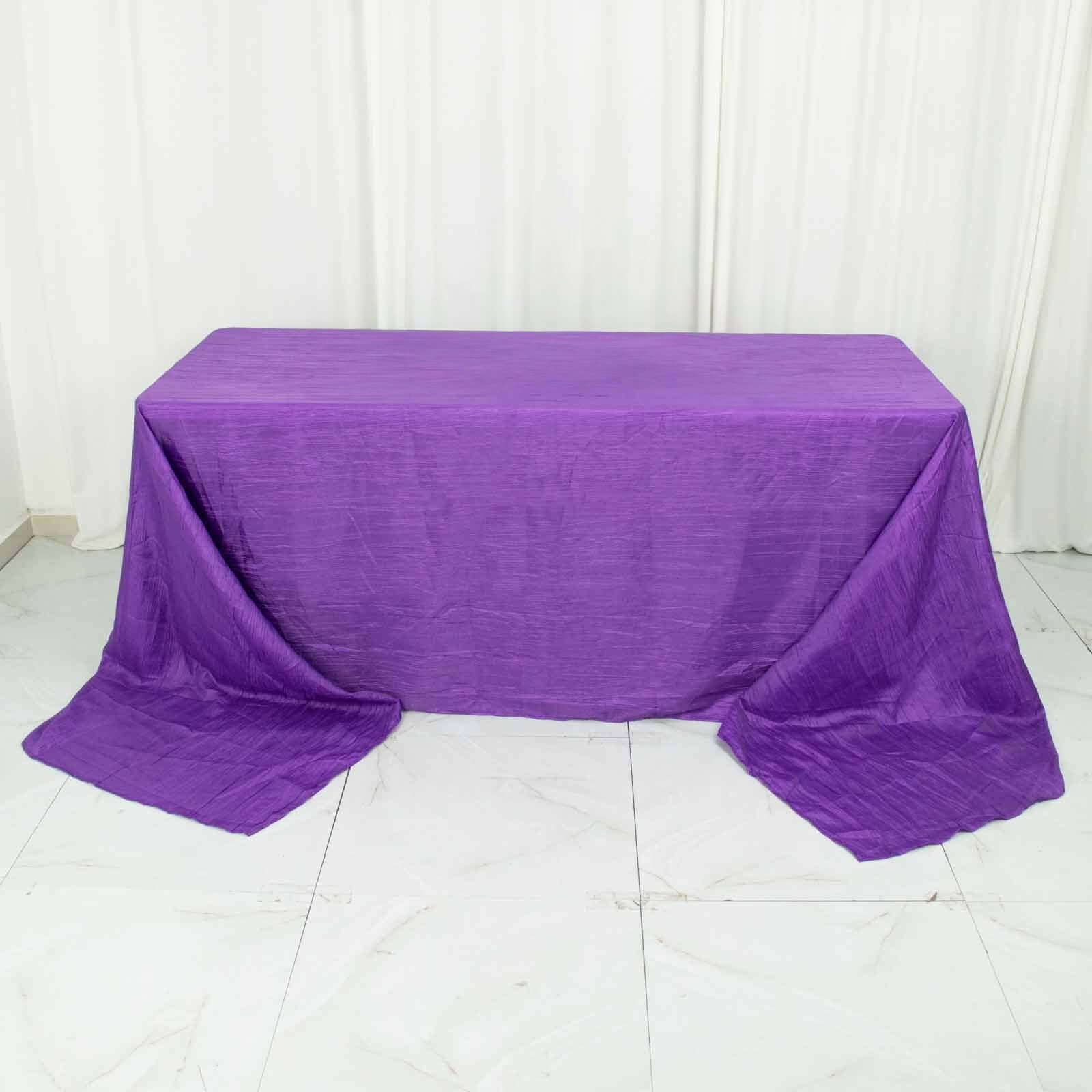 Taffeta 90"x156" Rectangle Tablecloth Purple - Accordion Crinkle Seamless Table Cover
