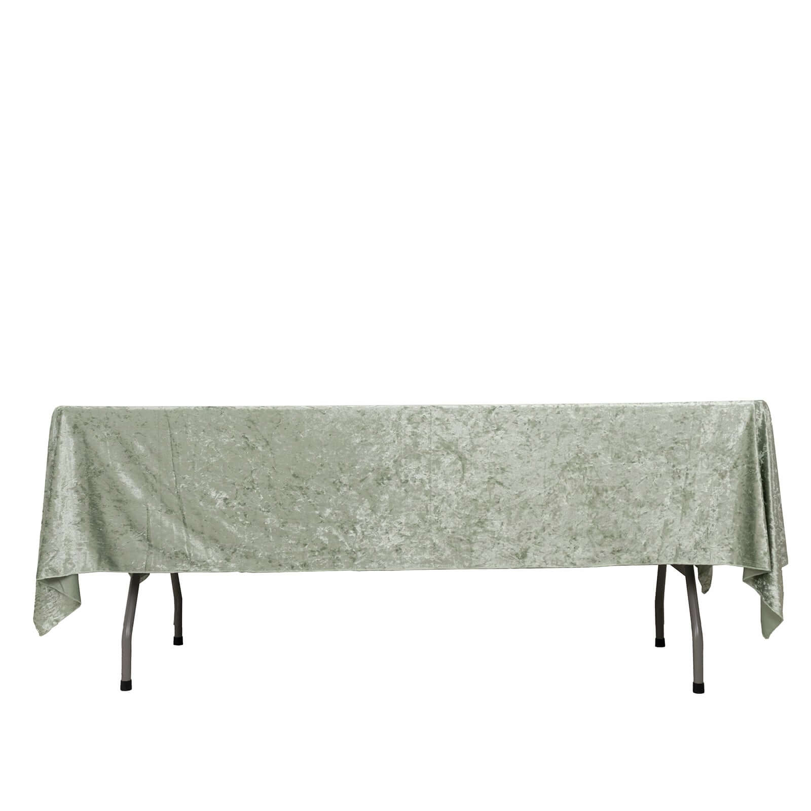 Premium Crushed Velvet 60"x102" Rectangle Tablecloth Sage Green - Reusable Soft Table Cover