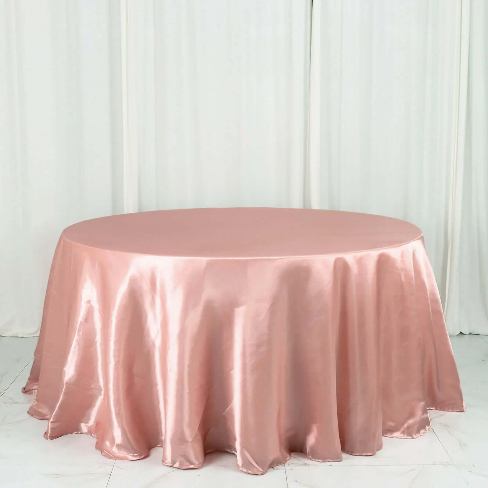 Satin 132" Round Tablecloth Dusty Rose - Stylish Seamless Table Cover