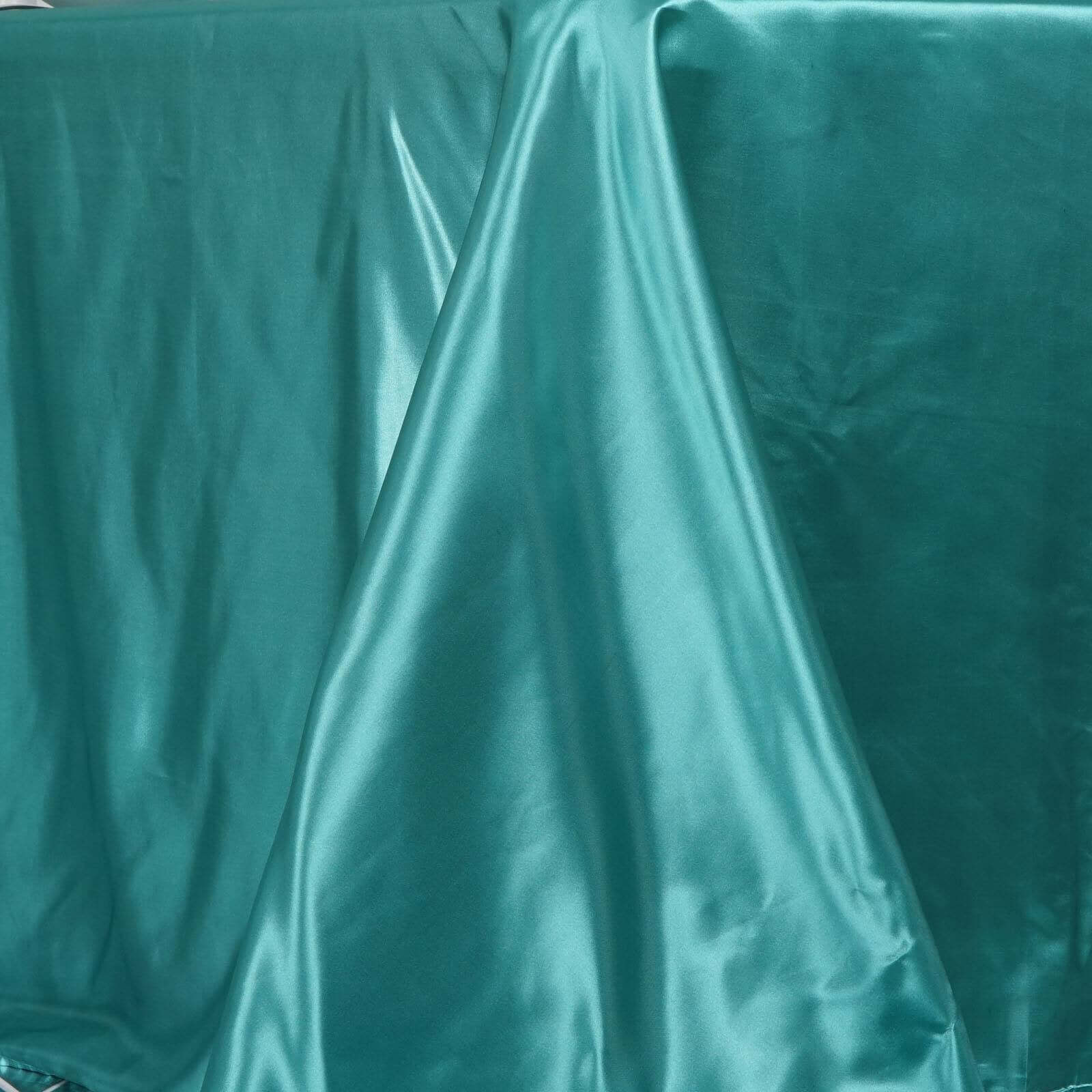 Satin Rectangular 90"x156" Tablecloth Turquoise - Seamless Table Cover