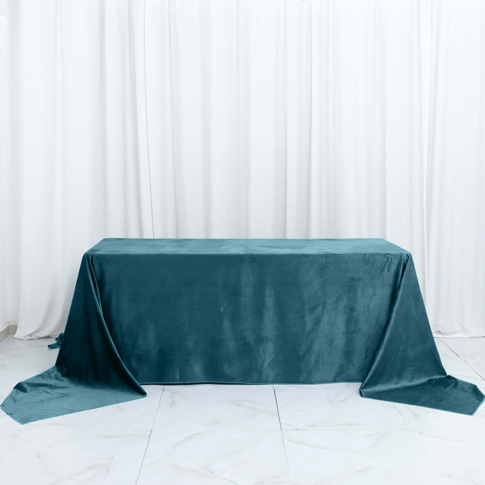 Premium Velvet 90"x156" Rectangle Tablecloth Peacock Teal - Reusable Soft & Seamless Table Cover