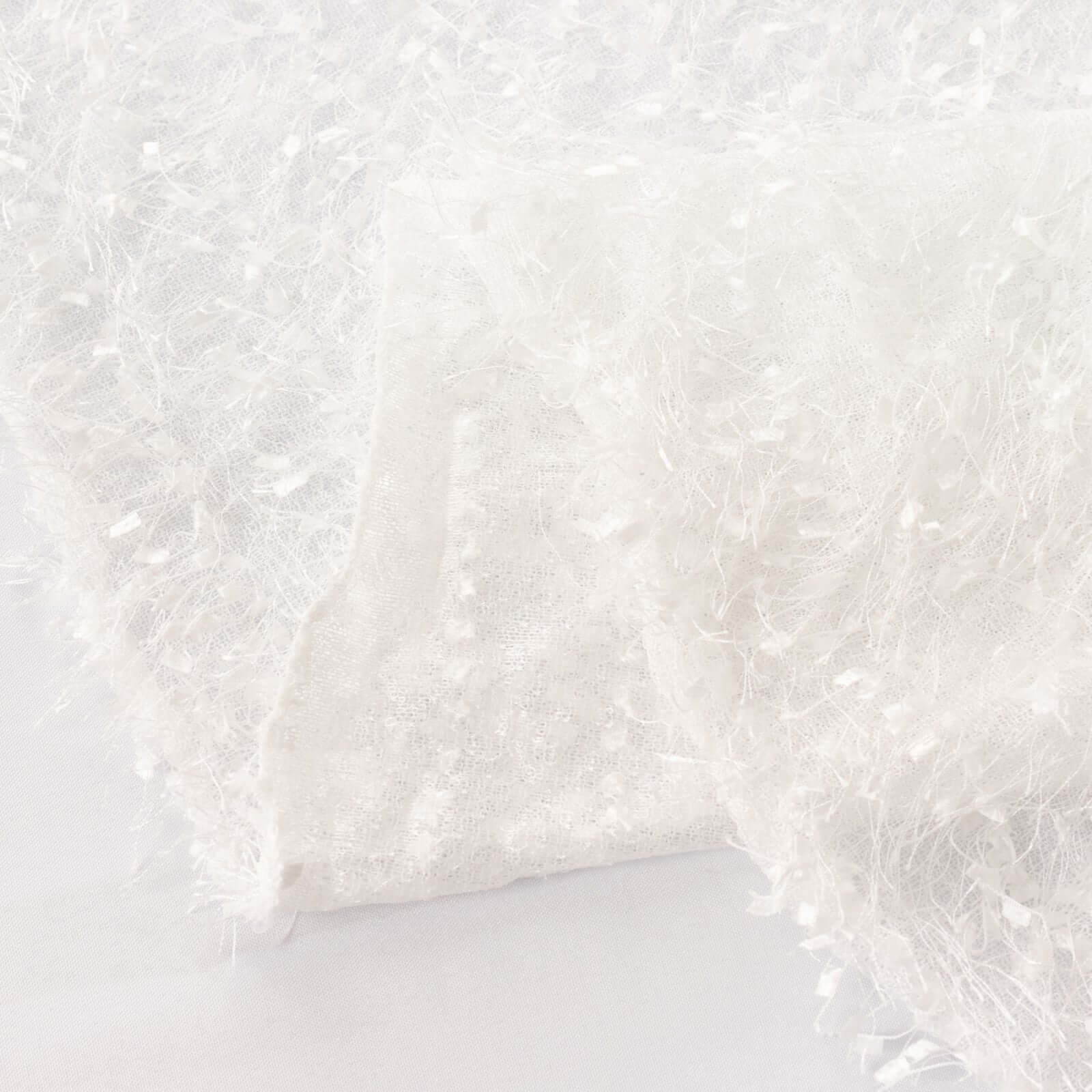 Polyester 120" Round Tablecloth White with Shaggy Fringe Design - Exquisite Table Cover