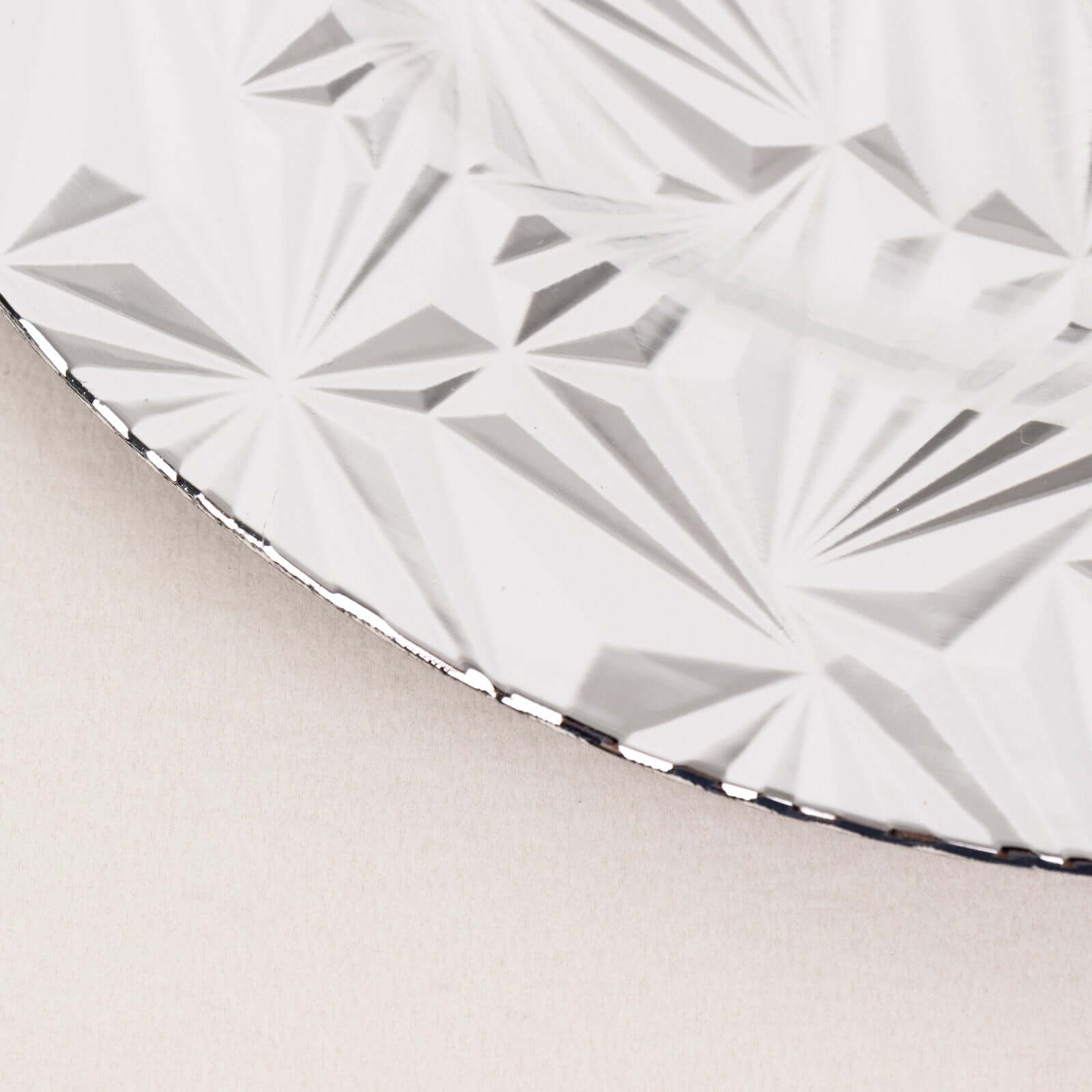 6-Pack Acrylic Round Charger Plates 13" in Metallic Silver with Rock Cut Design, Durable Plastic Dinner Charger Tableware
