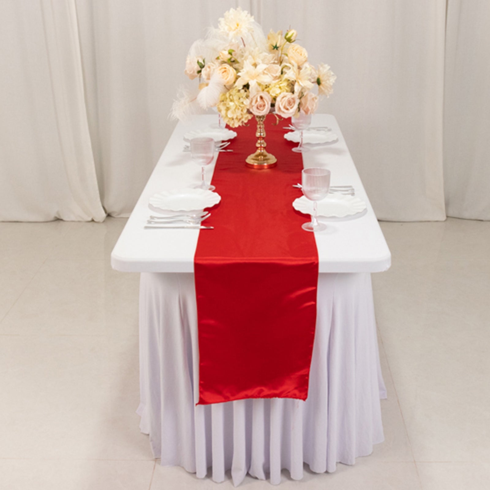 Lamour Satin 12"x108" Table Runner Red - Smooth & Lustrous Finish