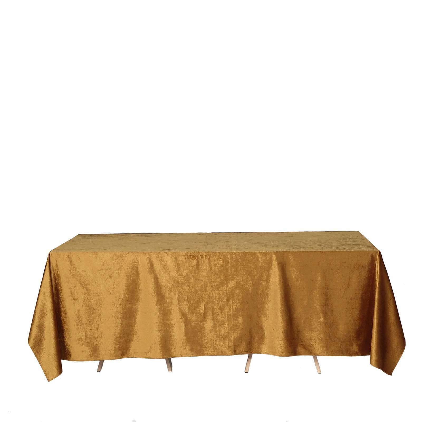 Premium Velvet 90"x132" Rectangle Tablecloth Gold - Reusable Soft & Polished Seamless Table Cover for Luxury Weddings & Events