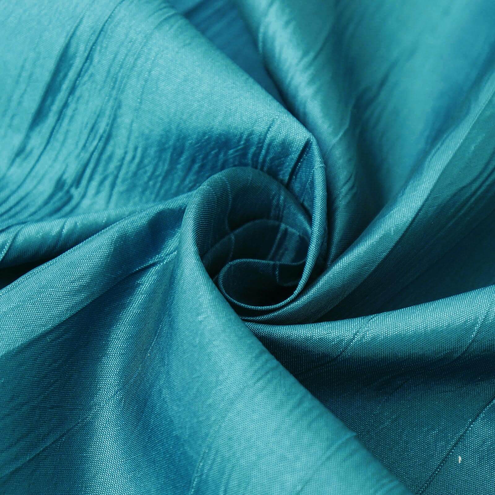 Taffeta 120" Round Tablecloth Teal - Seamless Accordion Crinkle Table Cover