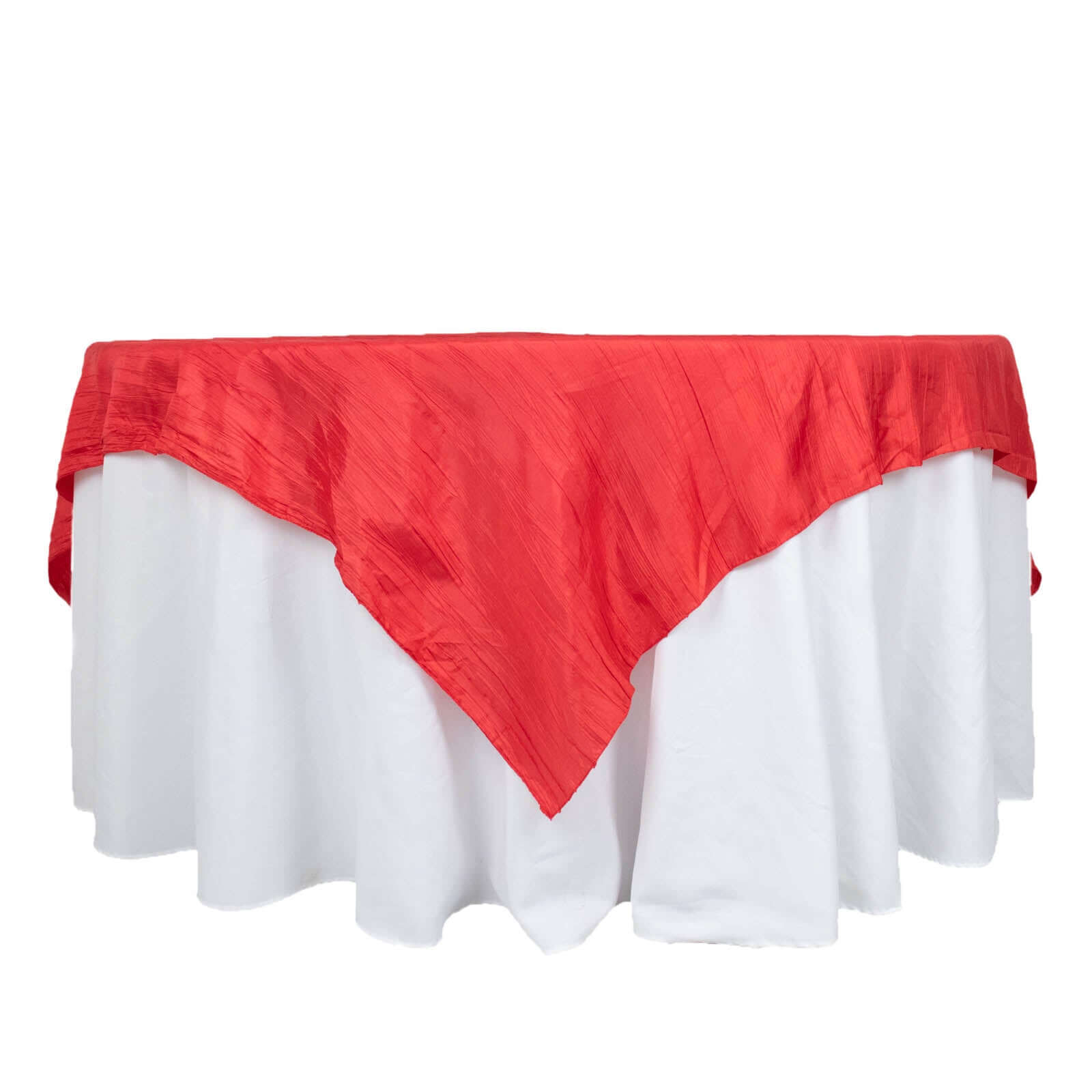 Taffeta 72"x72" Table Overlay Square Tablecloth Red - Accordion Crinkle Table Cover
