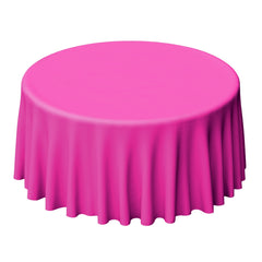 Polyester 120" Round Tablecloth Fuchsia - Seamless Wrinkle-Resistant Table Cover