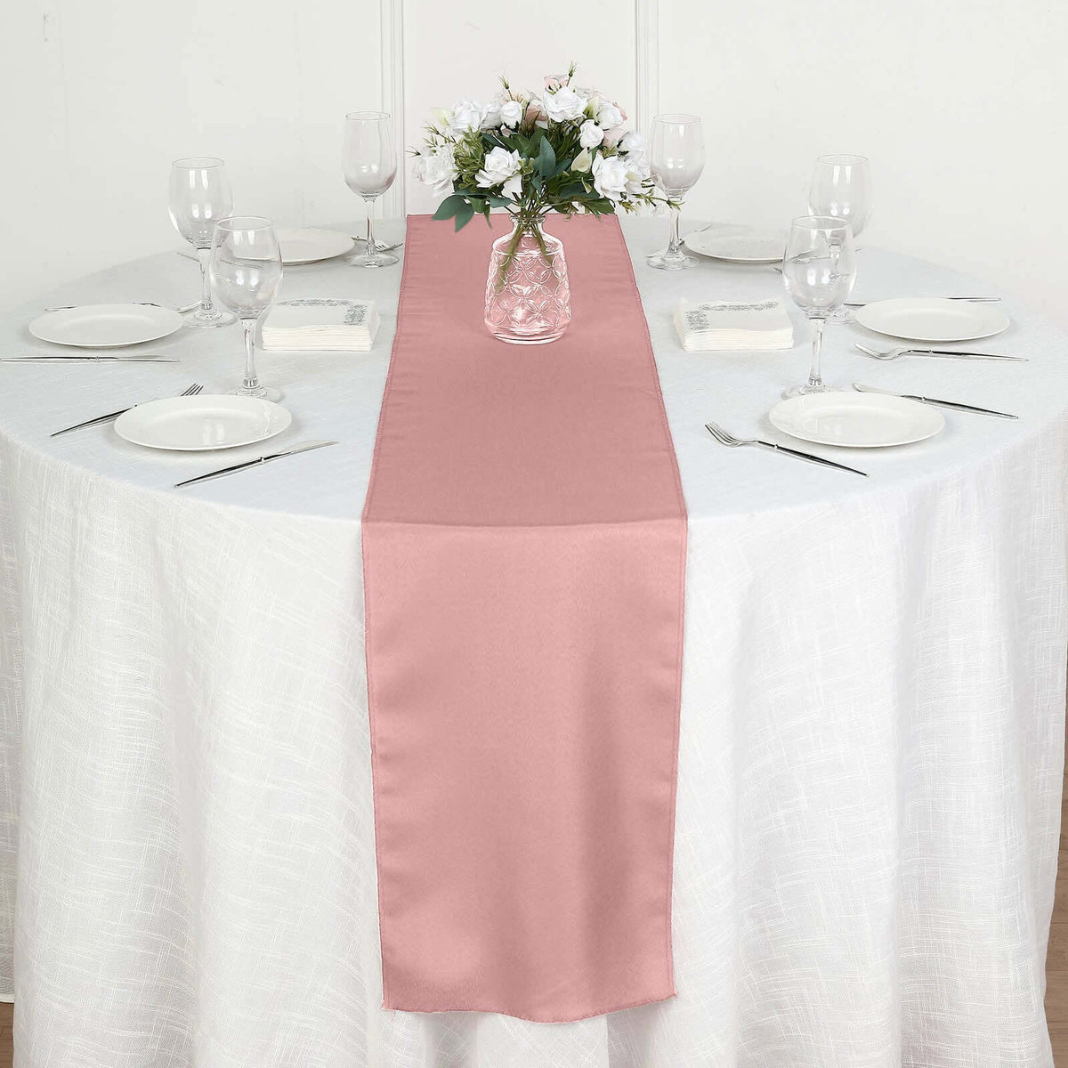 Polyester 12"x108" Table Runner Dusty Rose - Durable & Wrinkle-Resistant Table Decor
