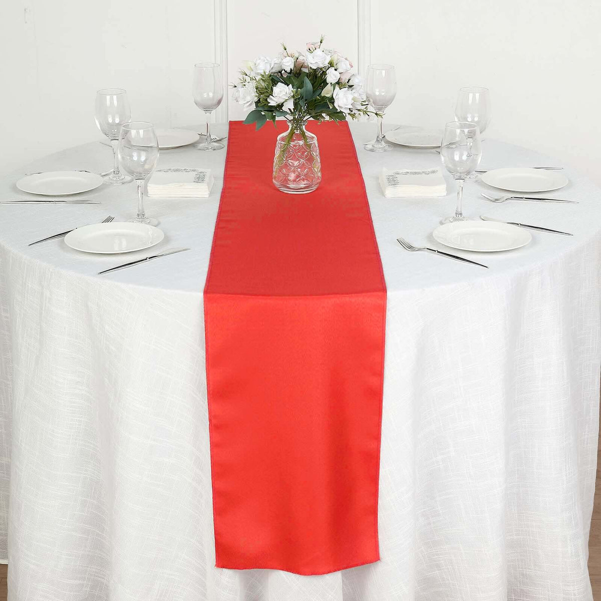 Polyester 12"x108" Table Runner Red - Durable & Wrinkle-Resistant Table Decor