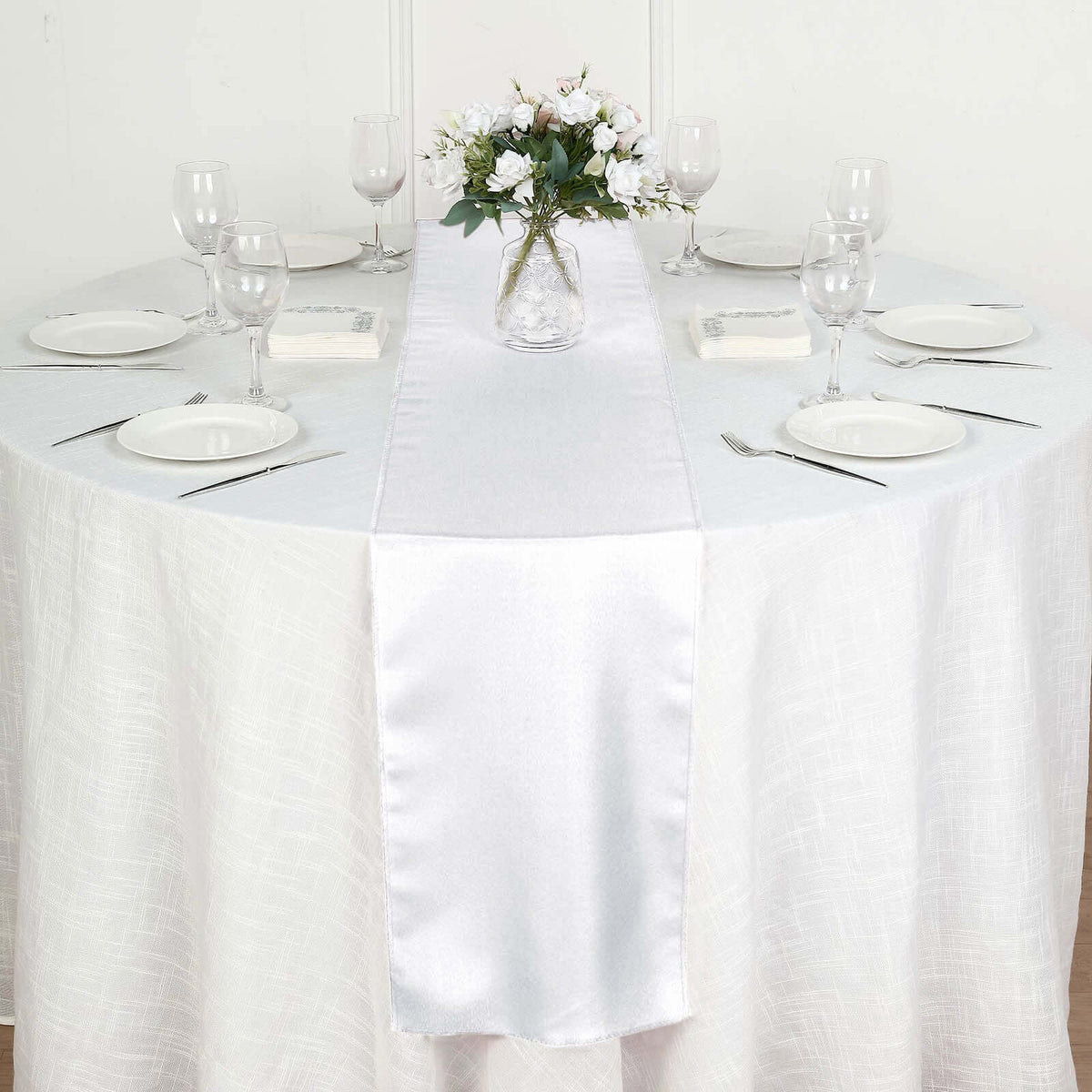 Polyester 12"x108" Table Runner White - Durable & Wrinkle-Resistant Table Decor for All Occasions