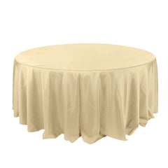 Polyester 132" Round Tablecloth Champagne - Seamless Chic Table Cover