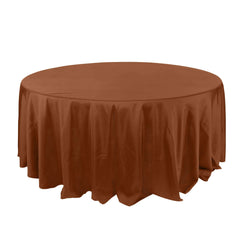 Polyester 132" Round Tablecloth Cinnamon Brown - Seamless Chic Table Cover
