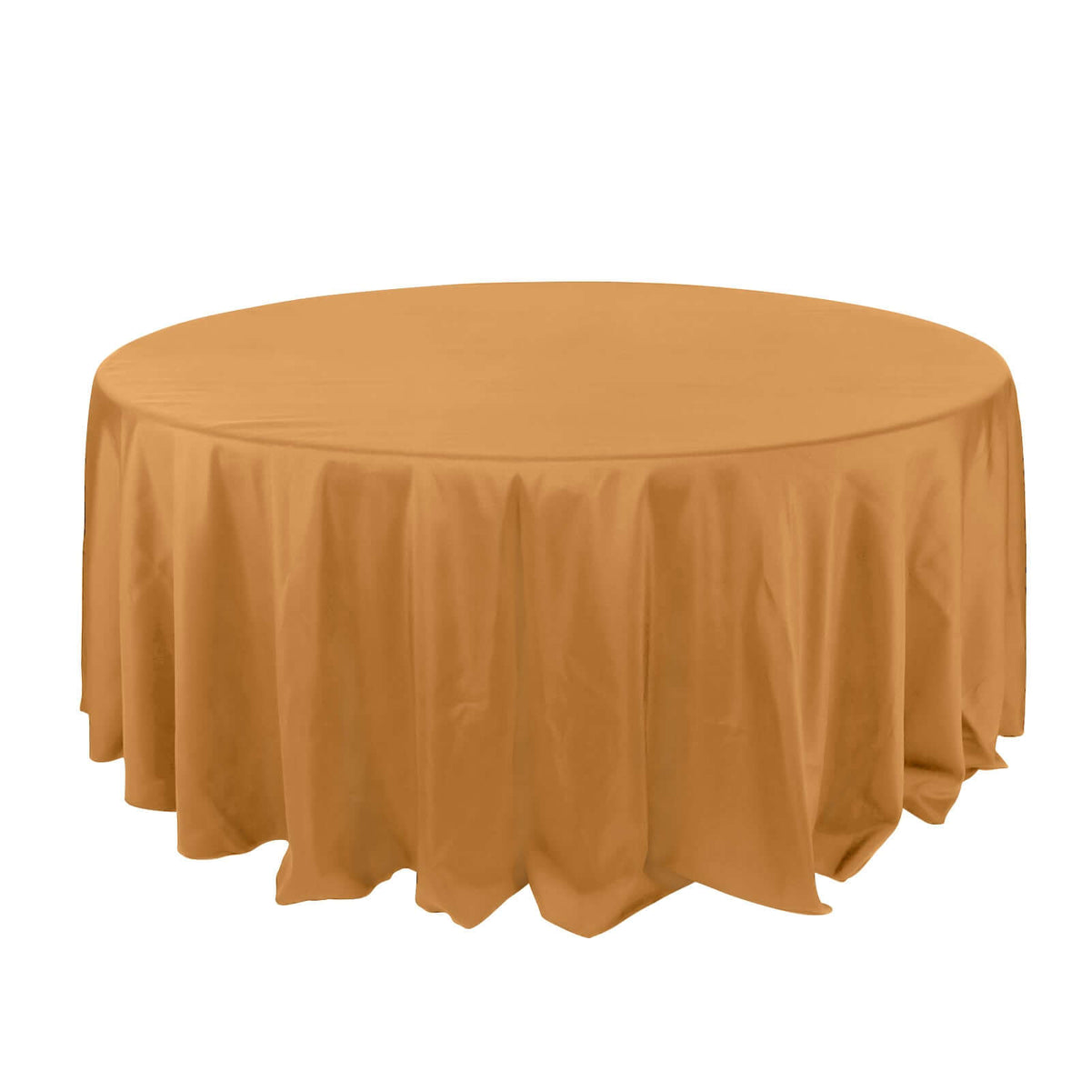 Polyester 132" Round Tablecloth Gold - Seamless Chic Design for Grand Celebrations