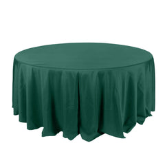 Polyester 132" Round Tablecloth Hunter Emerald Green - Seamless Chic Table Cover