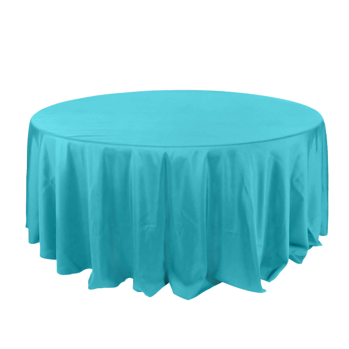 Polyester 132" Round Tablecloth Turquoise - Seamless Chic Table Cover
