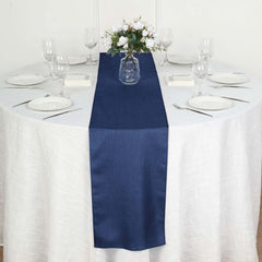 Polyester 14"x108" Table Runner Dark Blue Faux Denim - Modern Dining Table Runner