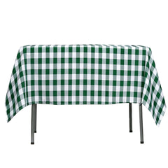 Polyester 54"x54" Square Tablecloth White/Green - Checkered Buffalo Plaid Design for Casual Table Settings