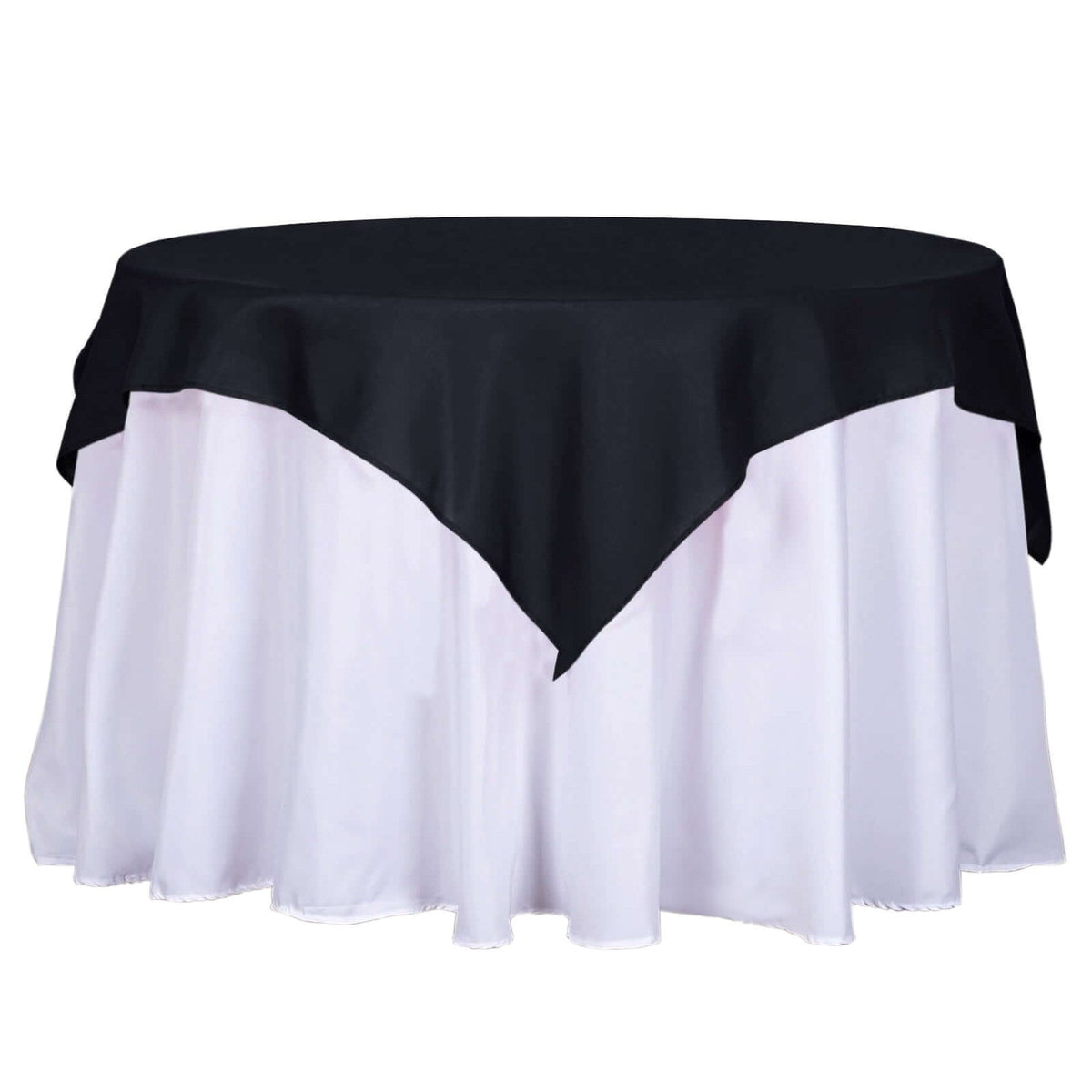Polyester 54"x54" Table Overlay Square Tablecloth Black - Wrinkle-Resistant & Durable Table Cover for Events