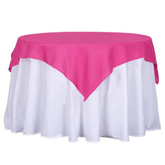 Polyester 54"x54" Table Overlay Square Tablecloth Fuchsia - Wrinkle-Resistant & Durable Table Cover