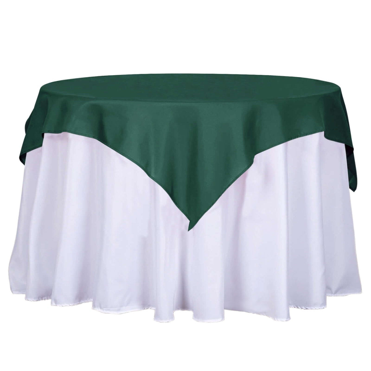 Polyester 54"x54" Table Overlay Square Tablecloth Hunter Emerald Green - Wrinkle-Resistant & Durable Table Cover