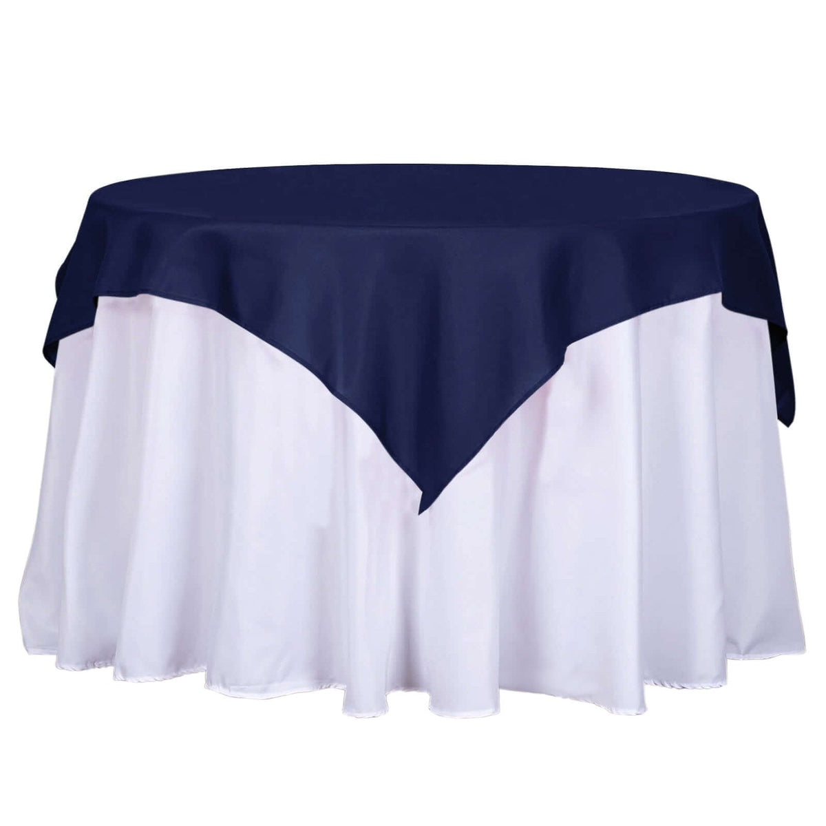 Polyester 54"x54" Table Overlay Square Tablecloth Navy Blue - Wrinkle-Resistant & Durable Table Cover