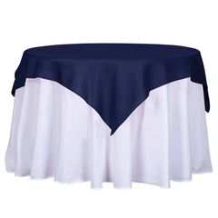 Polyester 54"x54" Table Overlay Square Tablecloth Navy Blue - Wrinkle-Resistant & Durable Table Cover