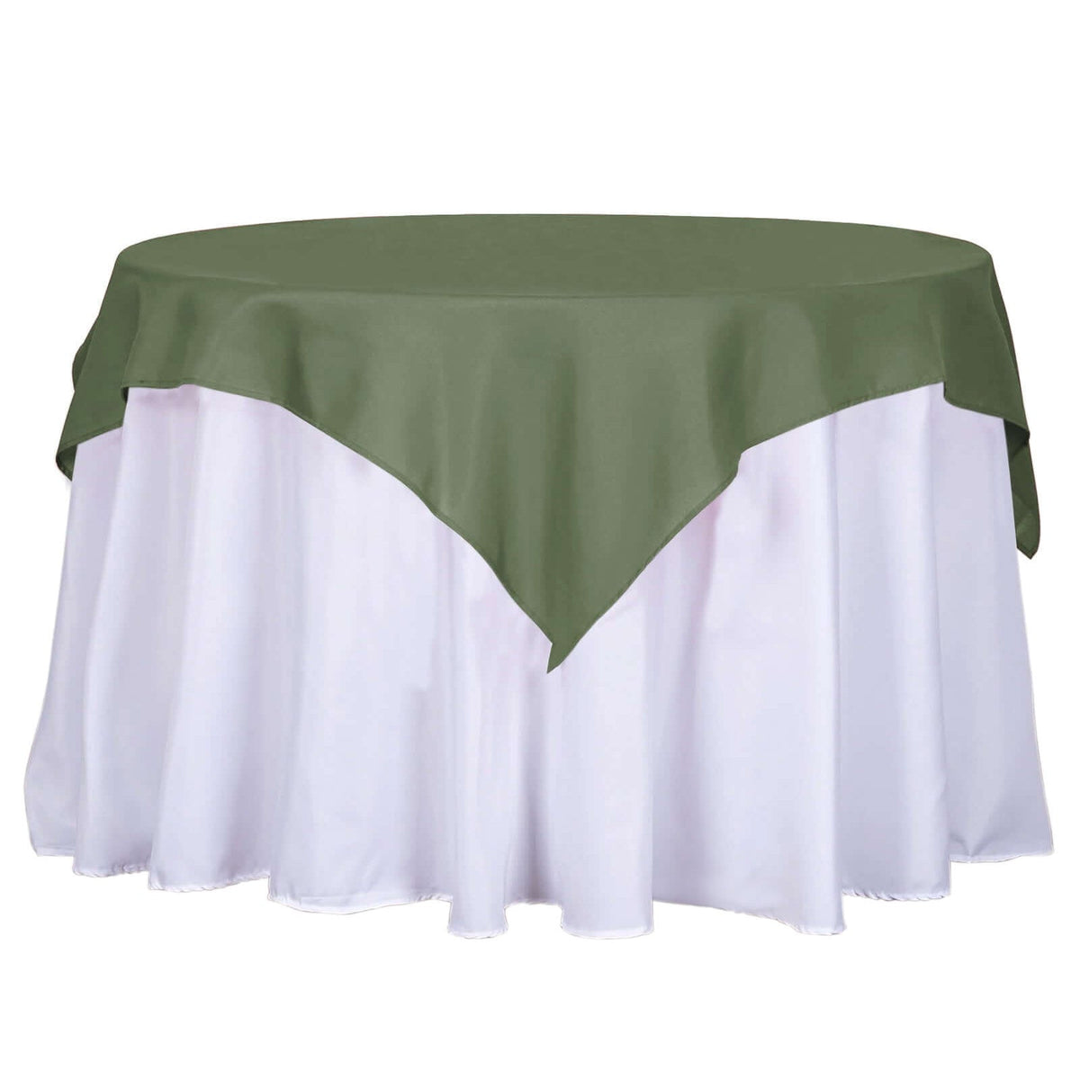Polyester 54"x54" Table Overlay Square Tablecloth Olive Green - Wrinkle-Resistant & Durable Table Cover