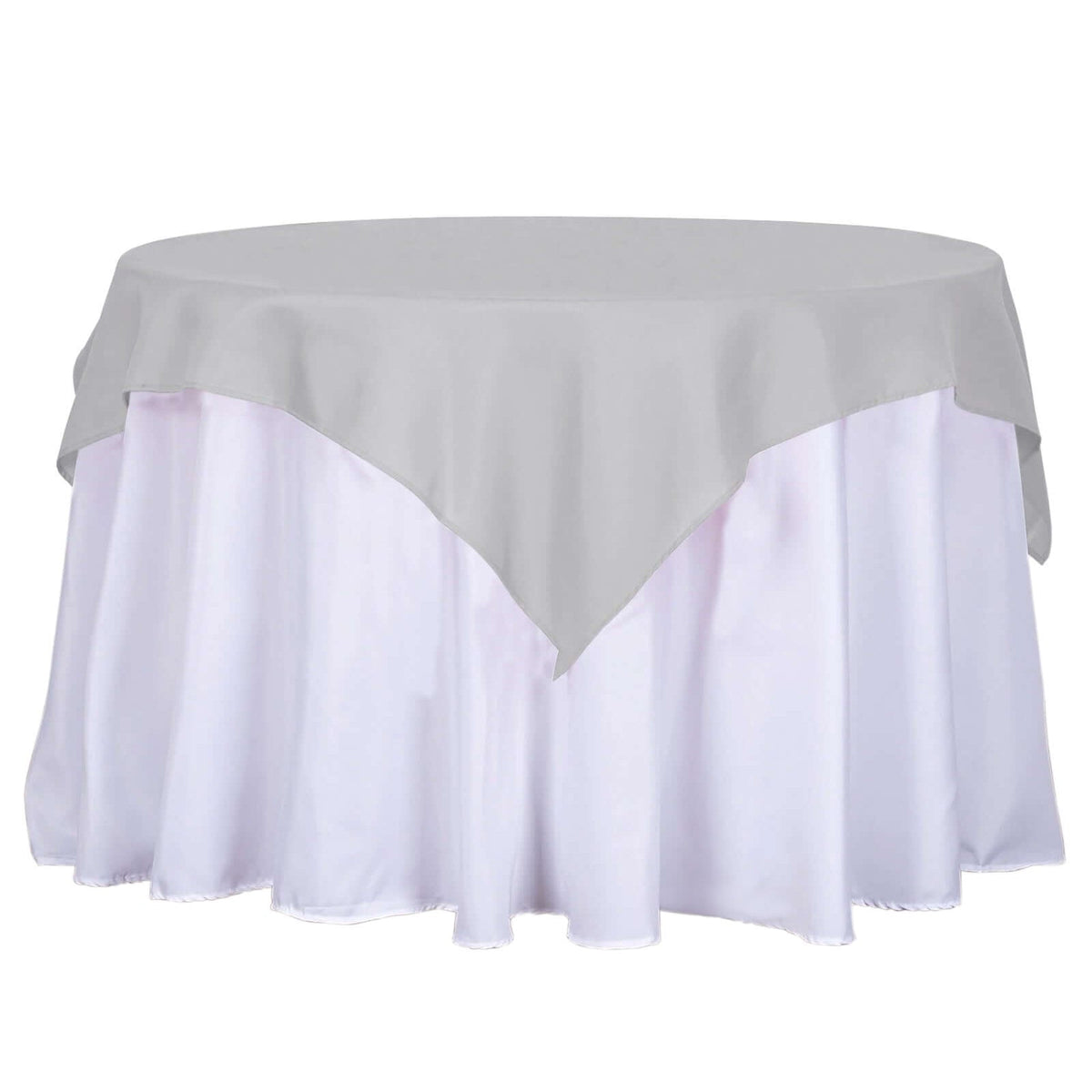 Polyester 54"x54" Table Overlay Square Tablecloth Silver - Wrinkle-Resistant & Durable Table Cover