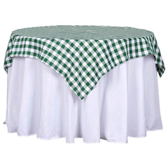 Polyester 54"x54" Table Overlay Square Tablecloth White/Green - Checkered Buffalo Plaid Design for Casual Table Settings
